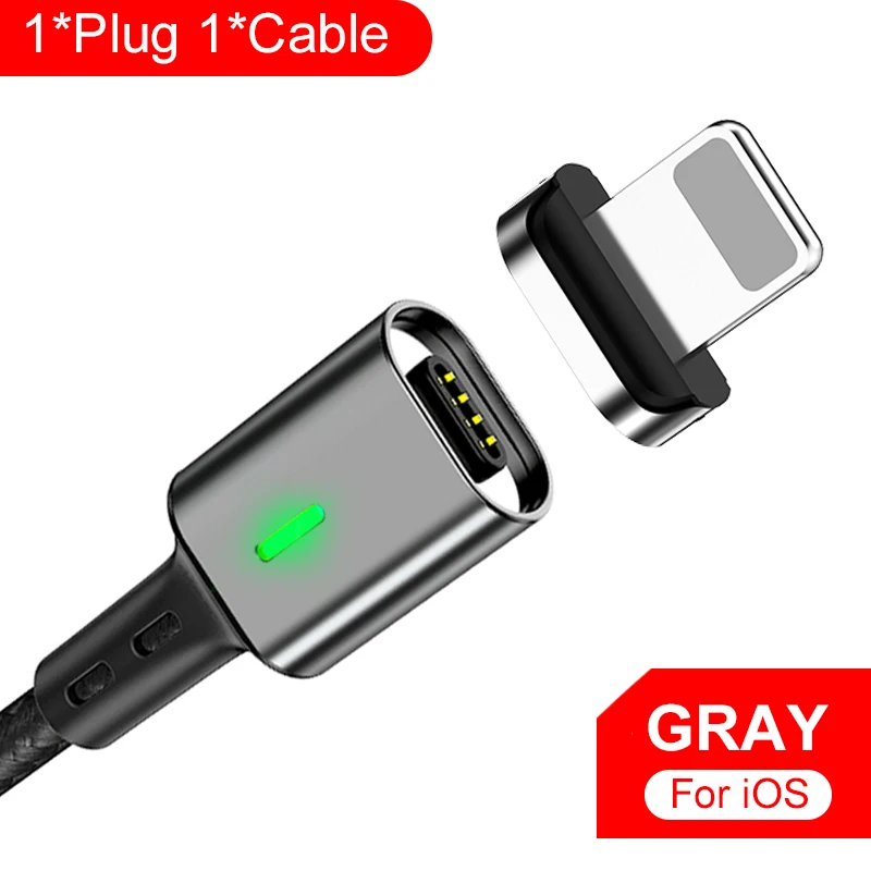 Магнитный usb-кабель 3А, Micro USB type-C кабель для быстрой зарядки samsung, кабель для синхронизации данных, для iphone 11 XS XR, Магнитный зарядный USB-C - Цвет: For iphone Grey