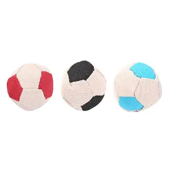 

3Pcs Football Toys Two-tone Funny Canvas Creative Stuffed Toys Pet Supplies Chew Toys Plush Football for Cats