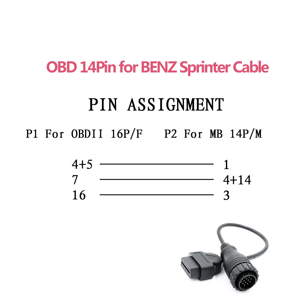 OBD2 14 Pin 38 Pin кабель-удлинитель Разъем сканера OBD Автомобильный диагностический инструмент для Benz OBD 14 Pin 38 Pin для OBD2 16 Pin для MB - Цвет: 14pin