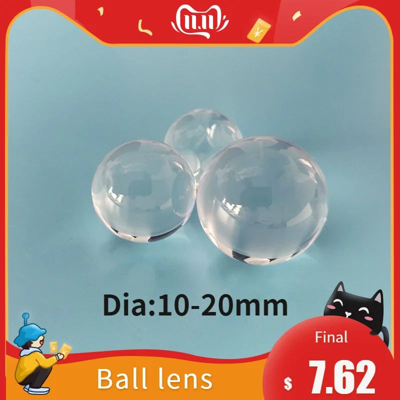 

Dia 10-18mm High Precision Fiber Ball lens K9/BK7 Endoscope Objective Cylindrical Lense co2 laser Focus Lens Ball Optical Glass
