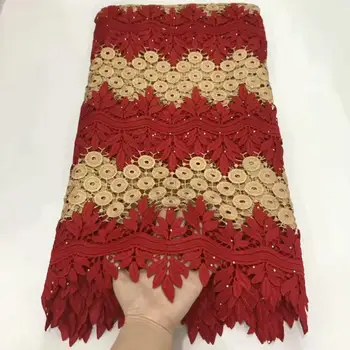 

Red/Gold/African Dry Lace Fabrics High Quality Swiss Lace Fabric For Wedding Latest Stoned French Mesh Lace Fabrics Most popular