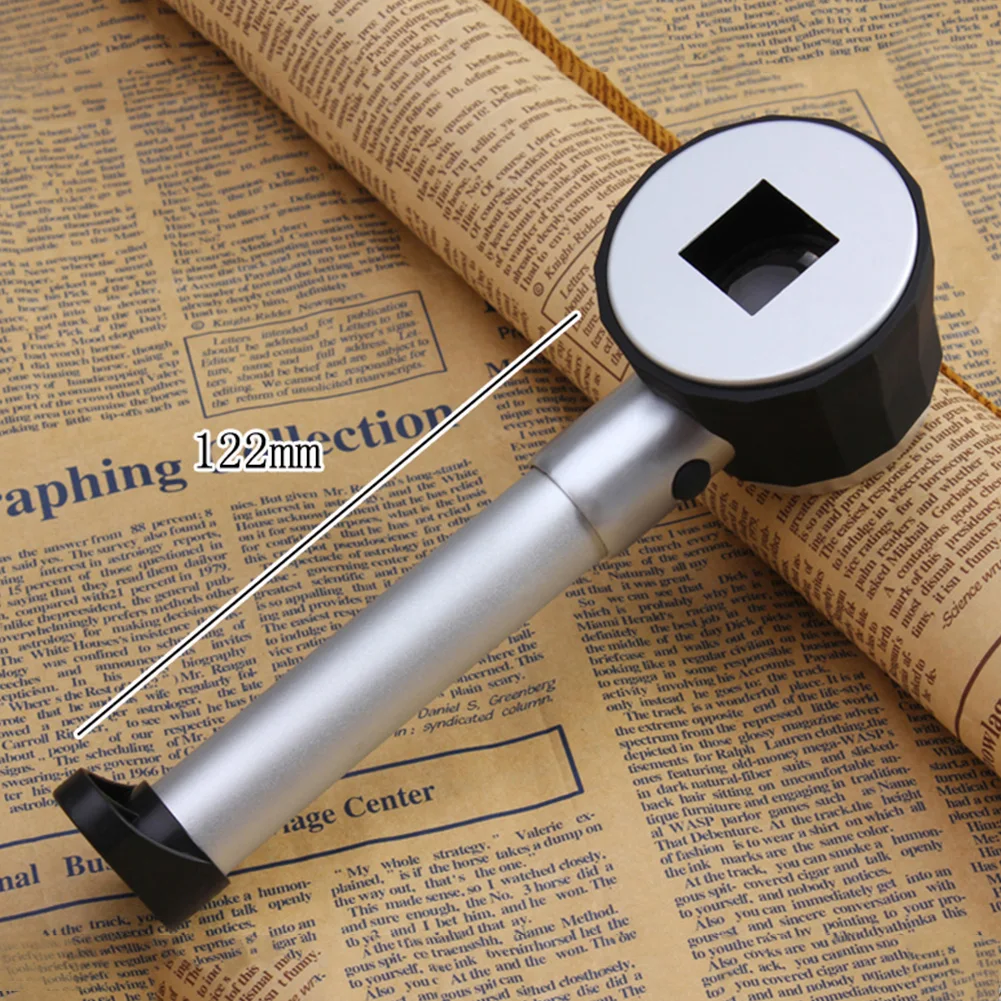 20X Handhold Magnifying Glass Delicate Metal Loupe Optical With Scale LED Illumination Jewelers Tool