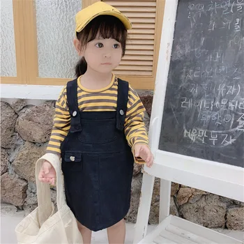 

Mihkalev baby girl autumn clothes set 2020 kids cotton clothing sets striped tshirt+dress children outfits girls tracksuit
