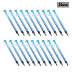 Jeringa de resina epoxi desechable para análisis hidropónico, jeringa pequeña de 1 mL para medir nutrientes, con cubierta, 20 unidades