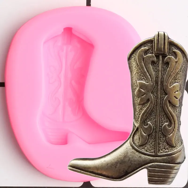 3D Cowboy Boot Silicone Molds DIY Party Cupcake Topper Fondant Cake