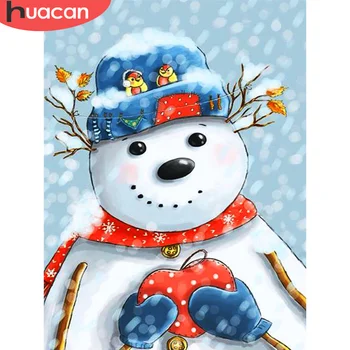 

HUACAN Diamond Embroidery Painting Christmas Snowman Art Rhinestone Mosaic Landscape Handicraft Needlework Wall Art