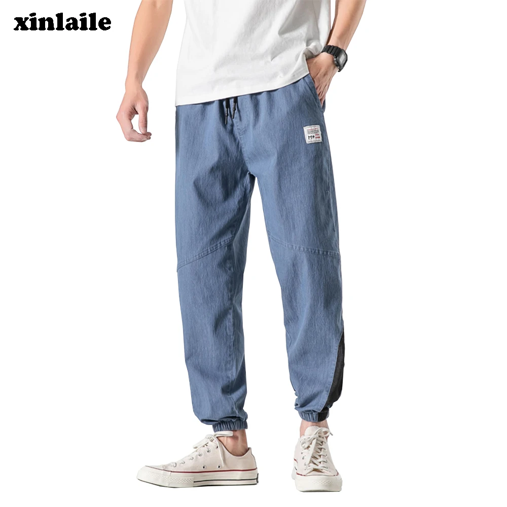

Spring and autumn new jeans men's loose large size street clothing denim trousers casual retro locomotive hip-hop beam pants
