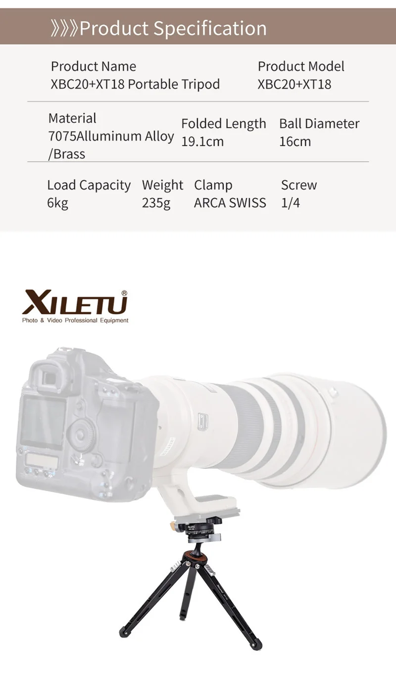 XILETU XBC20 XBC20+ XT18 Настольный кронштейн мини настольный штатив и шаровая Головка XJ-8 зажим для зеркальных камер DSLR камеры смартфона