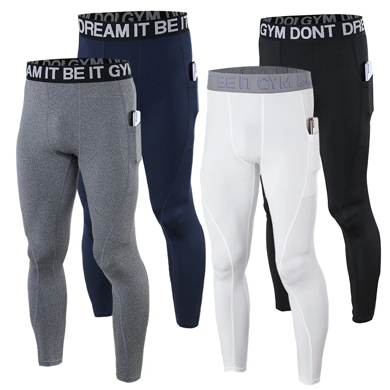

Men Tights Compression Pants Running Men Training Fitness Sports Leggings Pocket Gym Jogging Sweat Male Long Pants