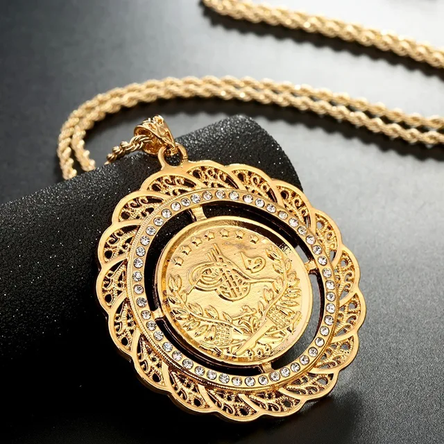 Turkish Coin Pendant Necklace Slid 