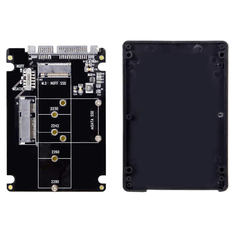 Combo M.2 NGFF B-Key & MSATA SSD to SATA 3.0 Adapter Converter Case Enclosure with Switch Support SATA Reversion 3.2 ssd hard drive enclosure