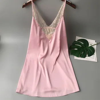 

Sling Mini Nightdress Female Summer Lace Design V-neck Sexy Women Loose Size Ladies Lingerie Dressing Gowns for Women
