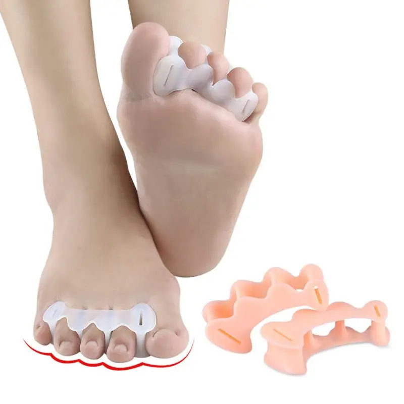 1 pair Hammer Toe Treatment Silicone Three Holes Hallux Valgus Toe Separator Corrector