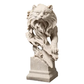 

Sandstone Cat Mascot Sculpture Resin Statues For Home Decoration Accessories Living Room Decor Props Persian Cats Model Crafts
