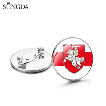 

Retro Republic of Belarus National Emblem Brooches Pin White Knight Art Photo Cartoon Badges Lapel Pins Badge For Denim Clothes