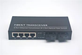

Gigabit Fiber/T Transceiver 4-Port Ethernet Transmission & 2-Port Optical Fiber Switch Single Mode Dual Fiber 20KM 1310nm SC 1x9
