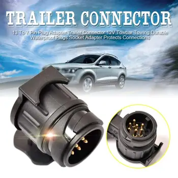 

13 To 7 Pin Plug Adapter Trailer Connector 12V Towbar Towing Durable Waterproof Plugs Socket Adapter Protects Connections