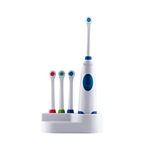 Электрическая зубная щетка с вращающейся батареей 4 шт. сменная Мягкая зубная головка вращающаяся зубная электрическая щетка для семейной гигиены полости рта - Цвет: 3A-blue
