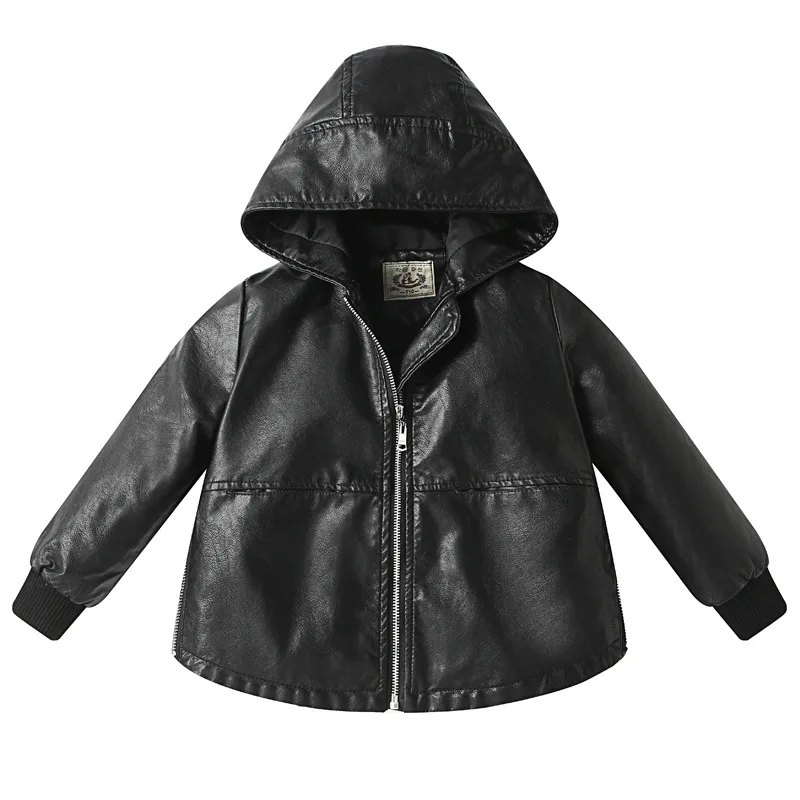 Осенне-зимняя куртка для маленьких девочек детская одежда пальто для малышей куртки для мальчиков детская одежда из искусственной кожи черная верхняя одежда пальто для девочек - Цвет: A