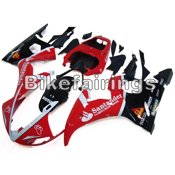 Полные Обтекатели для Yamaha YZF-600 R6 2003 2004 2005 ABS пластиковые детали для мотоцикла Cowlings Santander красный с черными понижающими