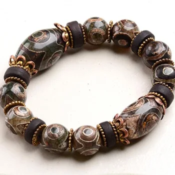 

Nine-Eye Tian Zhu Hand String One-Line Tian Zhu Bracelet Men Natural Jade Agate Tibetan Genuine Tian Eye Fine Jewelry Bracelet