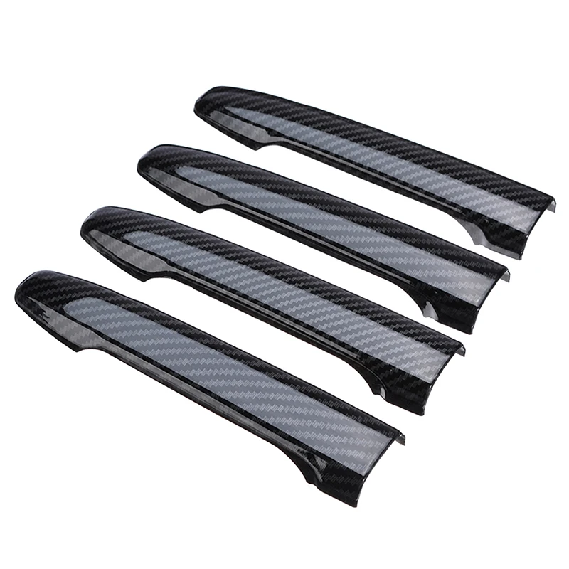 4pcs/set Black Door Handle Cover Carbon Fiber Style Universal For Mitsubishi Lancer EX Evolution X 08-17