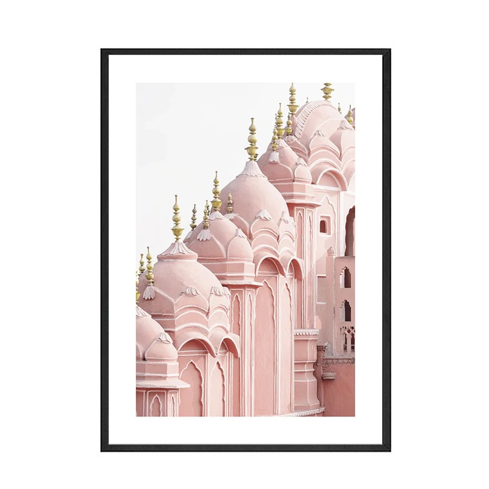 Pink-Style-Girl-Room-Decor-Art-Print-Painting-Archway-Hawa-Mahal-Palace-HD-Posters-Rose-Grape (9)