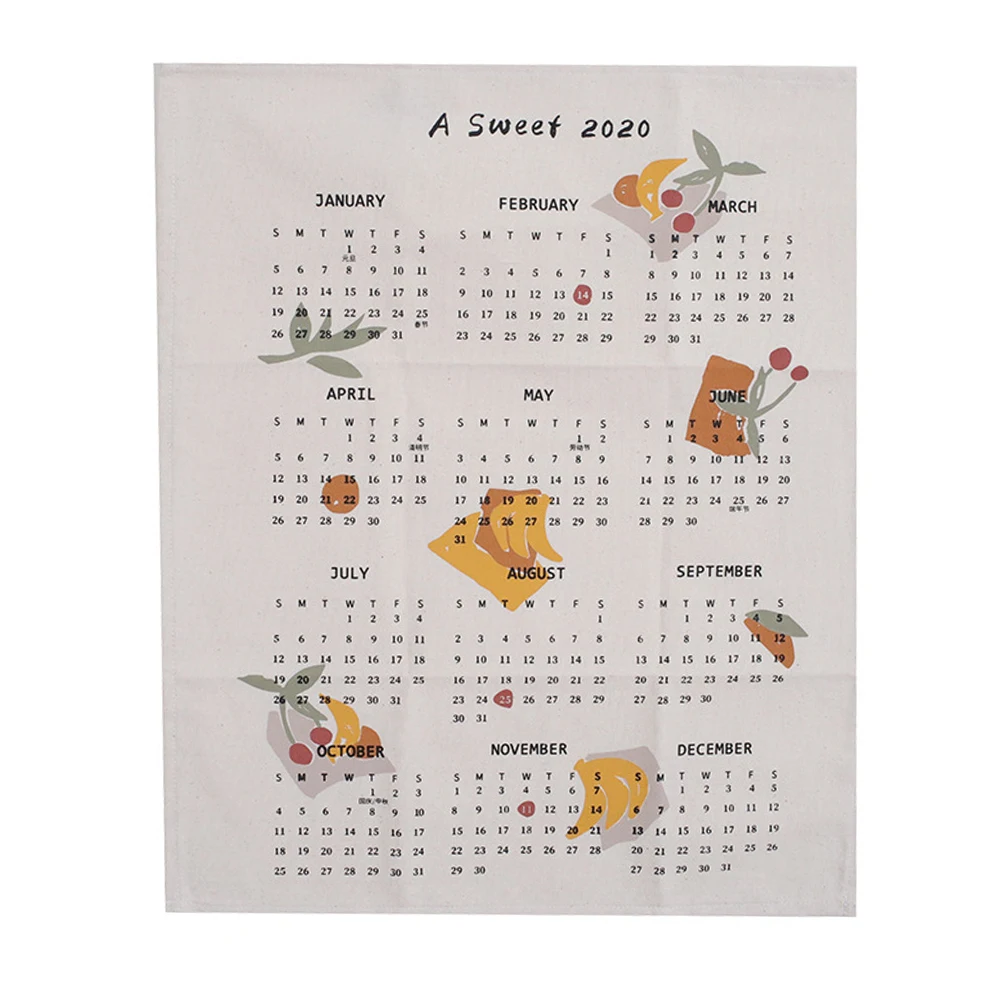 

Simple 2020 Calendars Cloth Wall Calendar Seaside Style Hanging Cloth Posing Background Tarpaulin Background Home Decoration