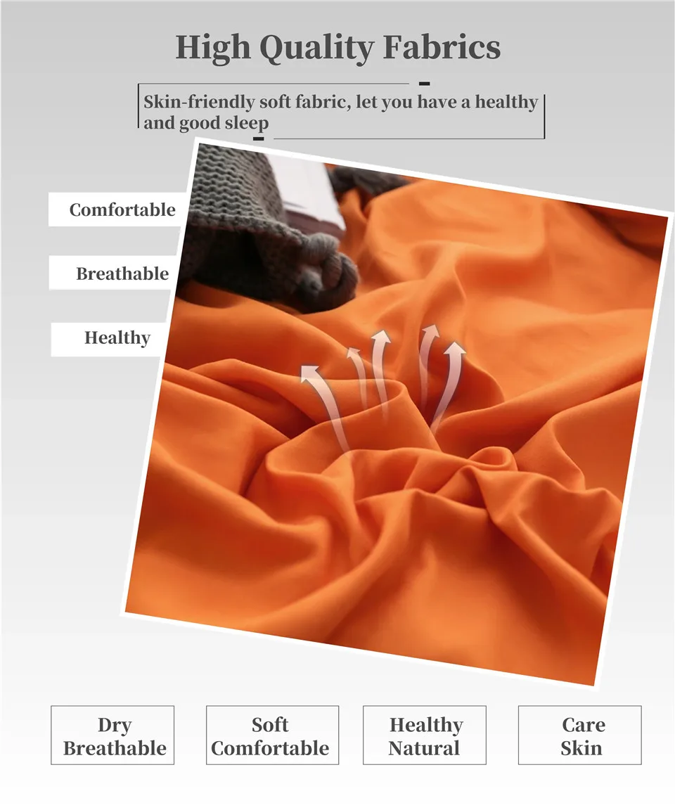Однотонный Комплект постельного белья оранжевого цвета, одинарный двойной пододеяльник, простыня, наволочка, Комплект постельного белья из 4 предметов, простой комплект постельного белья King