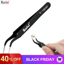 Black Elbow Anti-static High Precision Tweezers Hand Tool with Bend-head for Medical Electronics Factory Chemical Industry