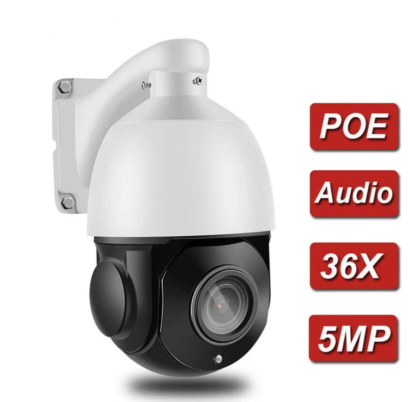 - 5MP PTZ IP Camera Outdoor Waterproof Mini High Speed 36X Zoom Dome Camera IRCUT IR 80M P2P CCTV Security IP Camera POE Onvif
