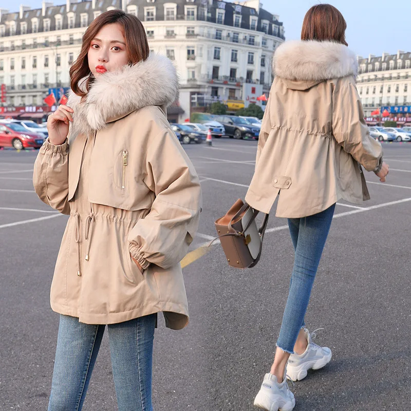 

Fashion Casual Mid-length Winter Cotton Overcoat Korean-style Solid Color Simple Hooded Zipper