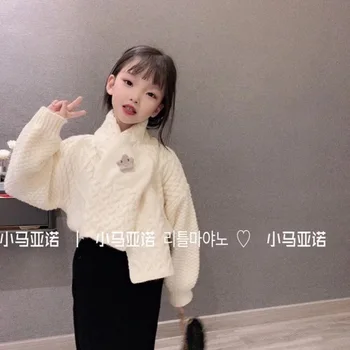 

Children's clothing 2020 late autumn and winter children's sweater children's wool pullover with bib