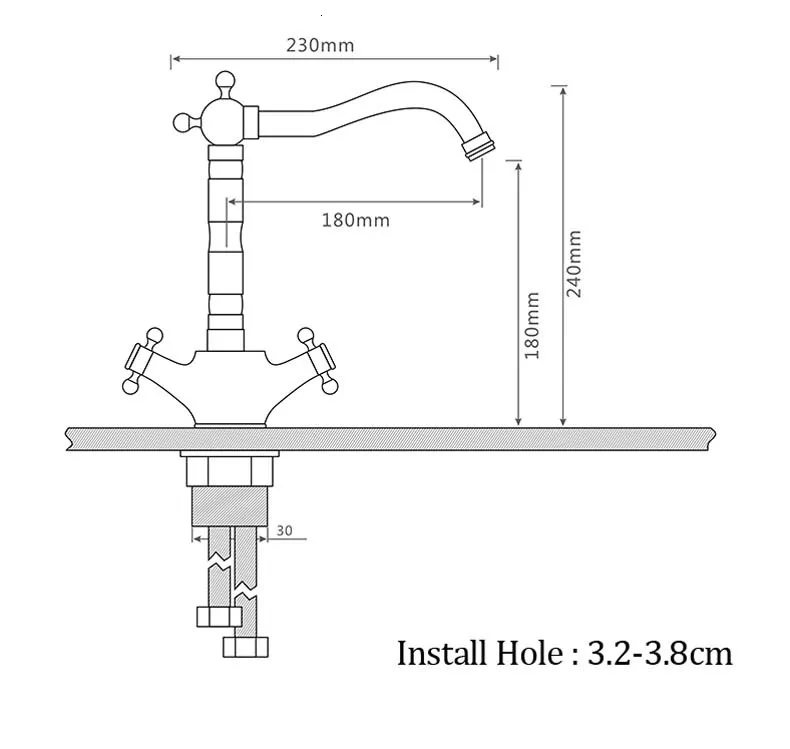 Double rotating handle bathroom kitchen sink faucet old faucet brass mixer