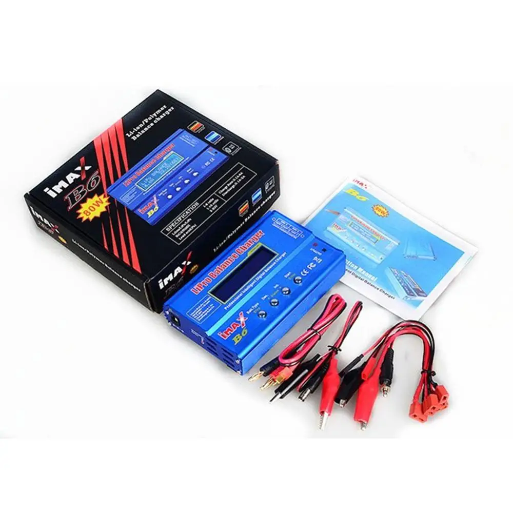 ALLOET iMAX B6 80W 6A Battery Charger Lipo NiMh Li ion Ni Cd LCD Digital RC Balance Charger Discharger For RC Helicopter Battery