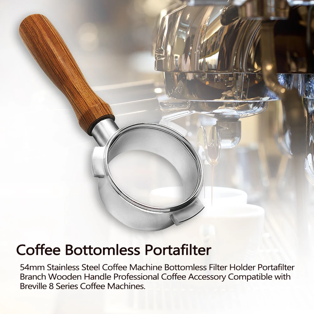

54mm Stainless Steel Coffee Machine Bottomless Filter Holder Handle Professional Coffee Accessory with 8 Series Coffee Machines