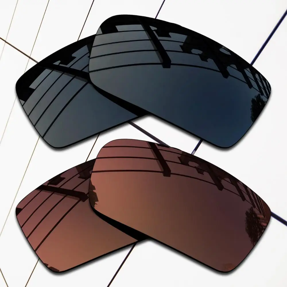 E.o.s 2 Pairs Black & Brown Polarized Replacement Lenses For Oakley