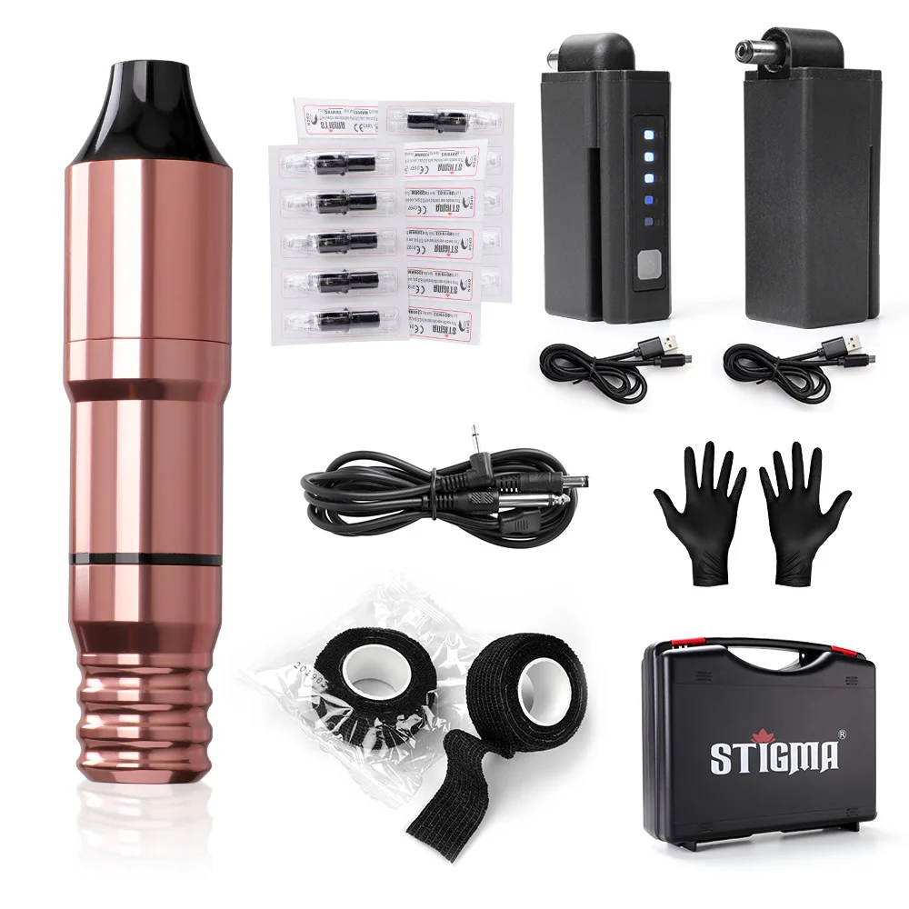 kit 1 Профессиональный набор для татуировки, ручка для татуировки с интерфейсом постоянного тока, роторная машинка для татуировки с игольчатыми картриджами, беспроводная батарея EM125 - Цвет: kit 1