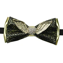 Галстук-бабочка из высококачественной черной кожи с серебряной отделкой, мужской классический трендовый Свадебный галстук-бабочка для жениха, подарки