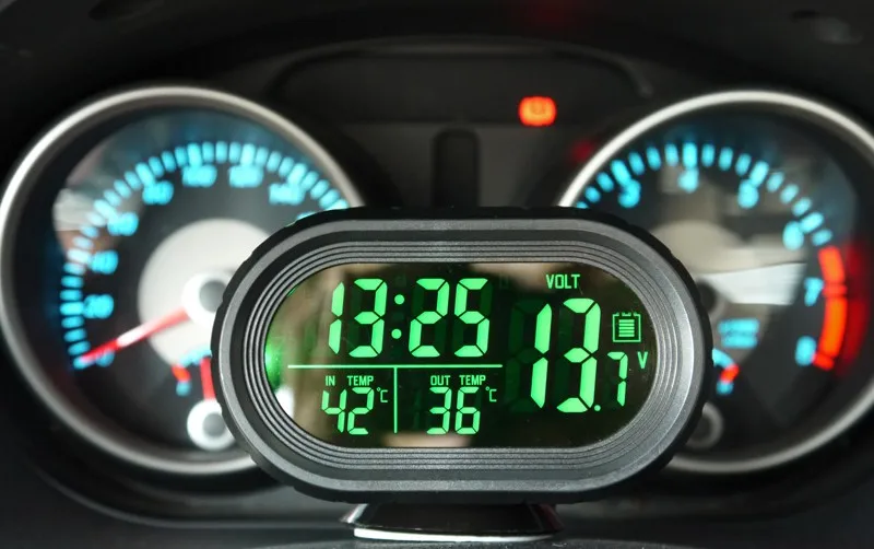 12 V-24 V показывает дату и время двойной Температура Автоматический цифровой автомобильный термометр Напряжение метр монитор с светящимся циферблатом