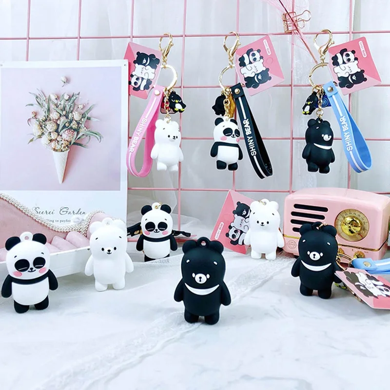 cartoon Anime Bears Cute Three Animal Bears Doll Keychains Women Car Bag Pendant Belt Trinkets Key Chains