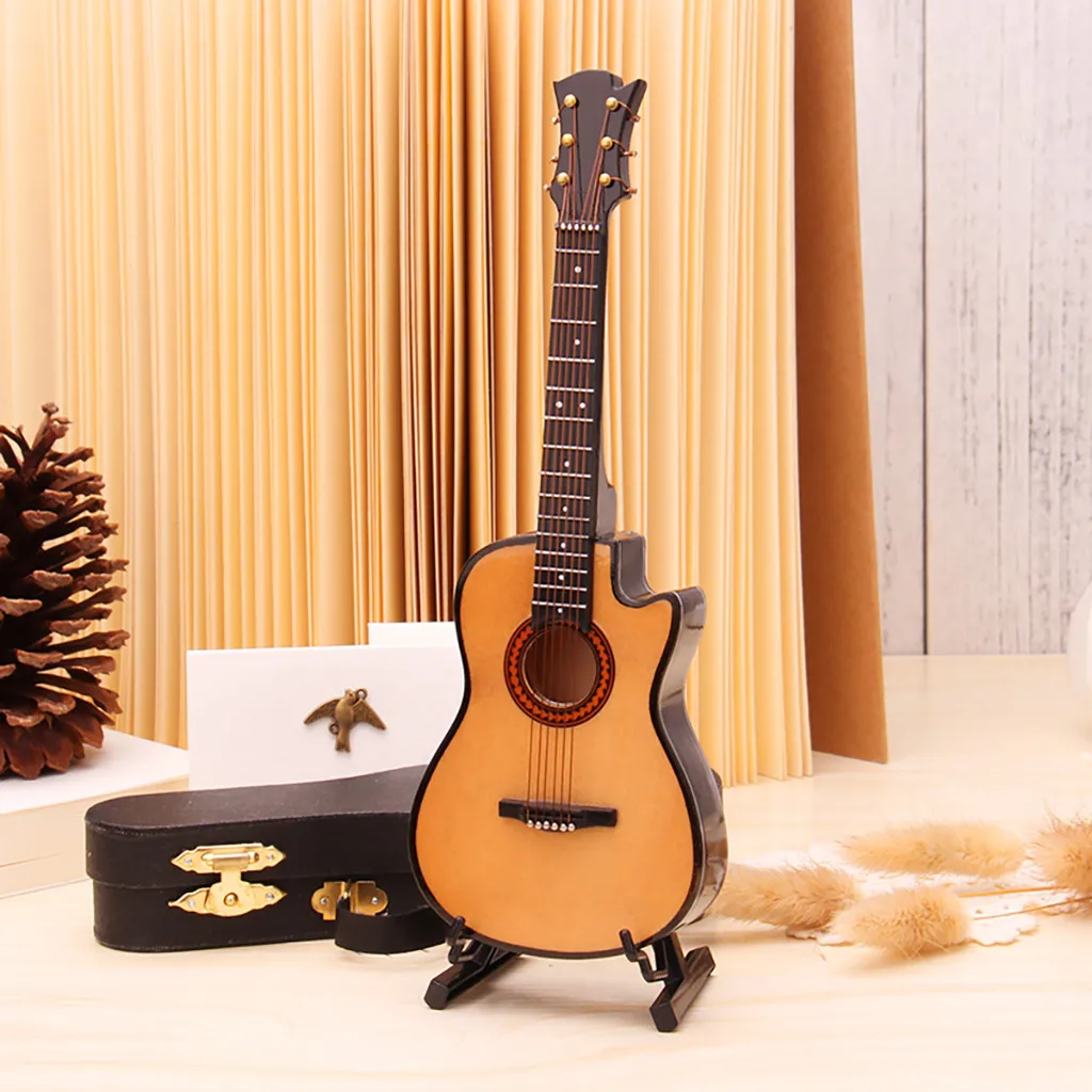 10 см масштаб народная деревянная цветная гитара модель musica DIY декорации Аксессуары Лучший подарок детские игрушки для детей музыкальные игрушки