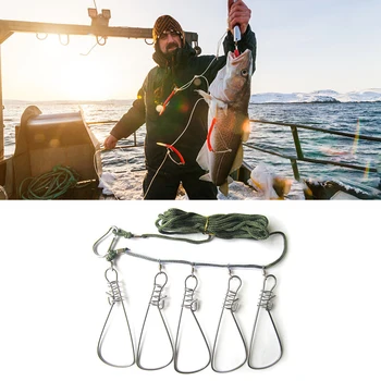 

Fishing Lock Buckle Stainless Steel Live Belt Float Fishing Stringer Fishing Tackle For Accessories 5 Snap Stainless Steel Ropes