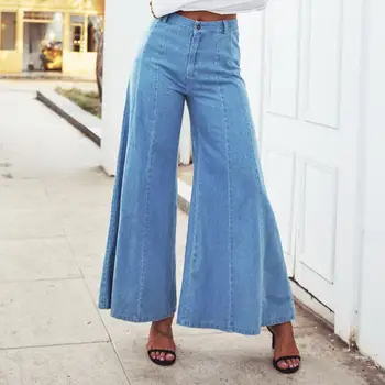 

Summer 2020 Fashion casual Street Jeans womens pants Denim Women's High Wash High Waist Wide Leg Pants loose cowboy long pants