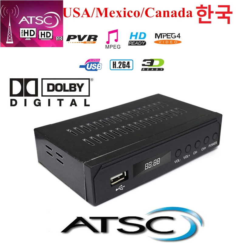Цифровой ресивер Atsc эфирного HD ТВ-приемник ATSC T Dolby Ac3 тюнер для США Мексики Канада