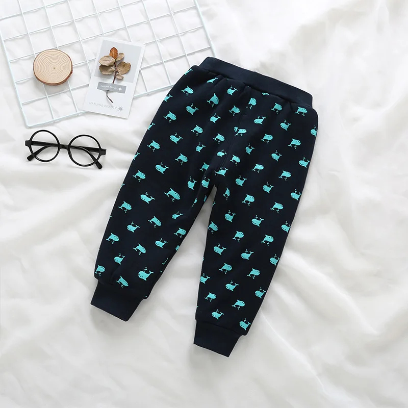 

2018 Baby Thick Pp Pants Boys Trousers plus Velvet Warm Casual Pants CHILDREN'S Pants Lettered Straight-leg Pants