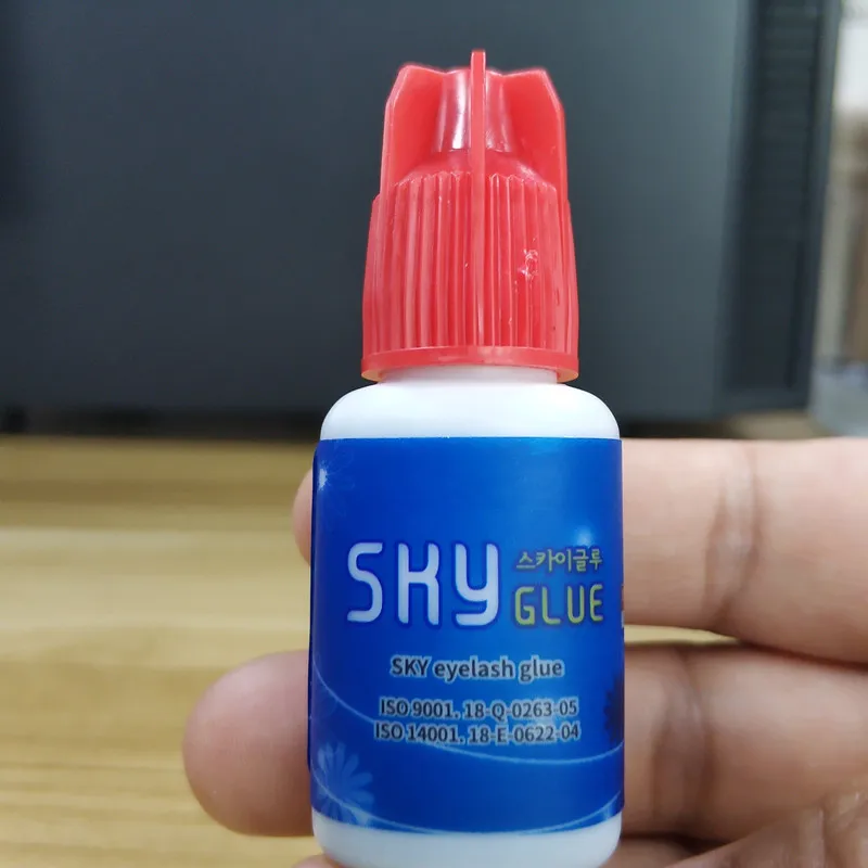 Free Shipping 1 bottle 1-2s dry time Most Powerful Fastest Korea Sky Glue S+ for Eyelash Extensions MSDS Adhesive,5ml Red Cap