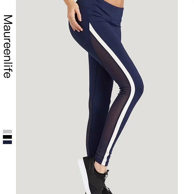 

Large Size Yoga Pants Women's Europe And America Tight Elasticity Joint Mesh Sweat Absorbing Running Yoga Pants Trousers