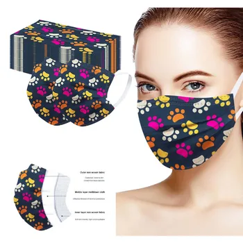 

10/20/100PCS Masque jetable Fast delivery Headband Unisex Printed Soft Masks For Adults 3-Layer Face Masks mascaras de adulto