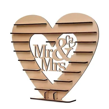

Chocolate Display Holder Heart Shaped Mr&Mrs Wood Candy Snacks Dessert DIY Decorative Stand Shelf for Wedding Birthday Party